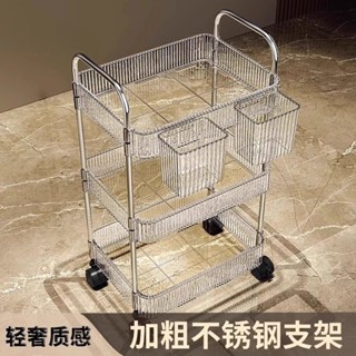 新品熱銷🥰透明亞克力小推車置物架床頭零食臥室落地移動多層化妝品收納架子