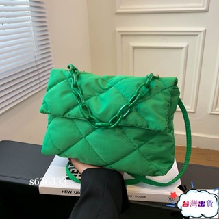2025風新款糖果色上綫繡綫尼龍佈單肩包大容量個性斜挎女包單肩潮流鏈條包側揹包女小廢包韓國包包單肩包托特包帆布手提包s6