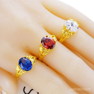 💎金福源珠寶💎沙金鑲鋯石戒指女久不掉色小眾高階輕奢仿鑽紅彩寶石水晶開口戒指沙金 沙金項鍊 沙金手鍊 沙金戒指 金項鍊