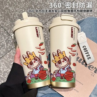 水壺 保溫杯 水杯 🚀🚀保溫杯小紅書切蘋果拉布布可愛宿舍校園家用316不銹鋼車載咖啡杯 隨行杯 吸管杯