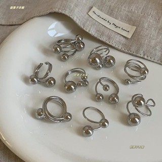 甜栗子飾品 韓國小眾ins金屬圓球交錯戒指 誇張獨特個性時尚通勤百搭指環戒