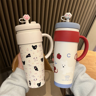 手提冰霸杯 保溫杯 保溫瓶 咖啡杯 冰壩杯 不鏽鋼保溫杯 隨手杯 環保杯 隨行杯 大容量冰霸杯便攜帶手柄吸管水杯