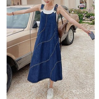 牛仔背帶裙女 吊帶裙 牛仔吊帶裙 牛仔連身裙 a字連身裙 夏季 新款 韓係 複古 百搭 修身 寬鬆 A字連衣裙