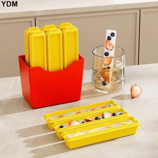 YDM 長條薯條冰格模具創意磁吸冰箱貼收納盒自製冰神器家用食品級冰塊 按壓式冰塊盒 儲冰盒 製冰盒 保冰盒 按壓式製冰盒