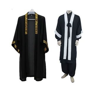 【5.6】 迴字武噹外袍道士服裝太極服八卦衣經衣法衣包邊長道袍黑色披紗