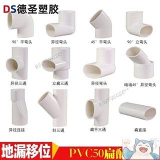 PVC扁管 橢圓扁管配件大全地漏移位器洗衣機下水移位衛生間移位器三通伸縮扁管排水管道配件5.6上新