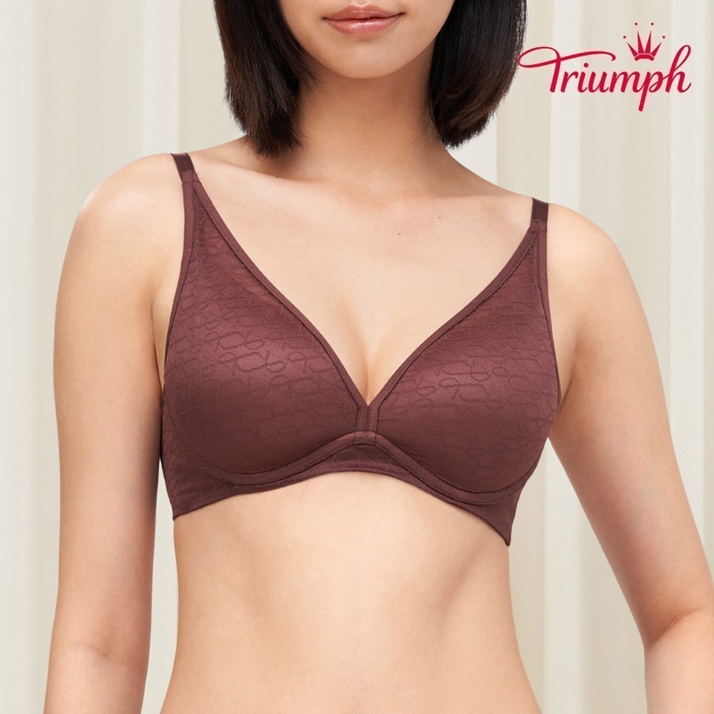 黛安芬-Signature Sheer 透感經典系列 無鋼圈托高V型內衣 B-D 可可棕｜11R1944 FJ