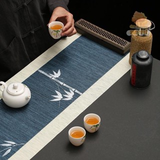 茶席 防水桌旗 茶旗 茶墊 桌旗 茶席桌巾 茶席墊 茶盤隔熱墊 茶席禪意桌旗布藝現代簡約桌墊防水新中式茶旗茶臺茶桌布.