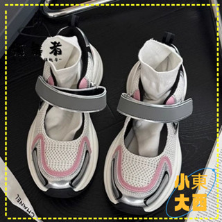 臺灣出貨🎀 免運 夏季女涼鞋 戶外休閒鞋 縷空透氣鞋 領舞者包頭涼鞋女2025新款夏季外穿爆款魔術貼運動休閒厚底老爹鞋