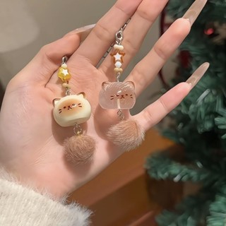 【桃園出貨】毛絨手工小貓可愛卡通掛件手機鏈鑰匙包包學生掛件少女心情侶掛飾