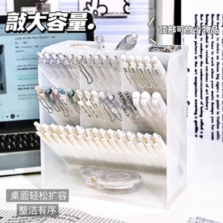 【Hao鉆居家時尚賣場】透明斜插式筆筒兒童鉛筆學生女孩男孩辦公室桌面收納盒多功能筆桶