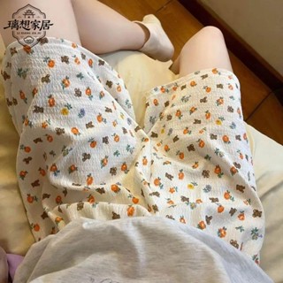 🐾新店促銷🐾【璃想】加大碼寬松ins睡褲女夏新款薄款宿舍遛彎印花休閑短褲睡覺穿可愛女士睡衣 家居服 胸罩睡衣 自帶胸