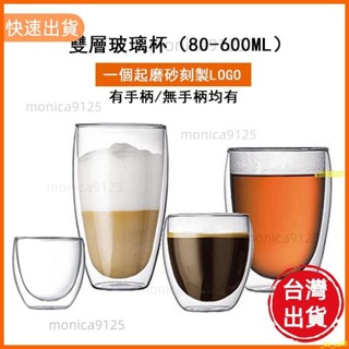 現出💥磨砂訂製刻字LOGO 耐熱咖啡杯 雙層玻璃杯 家用果汁杯水杯 奶茶杯蛋形杯馬克杯