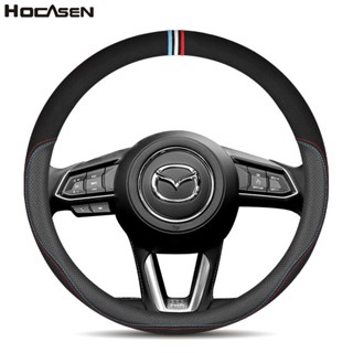 精選車品🏆適用馬自達萬事德CX43方嚮盤套真皮阿特茲昂克賽拉CX-5-8汽車把套翻毛皮