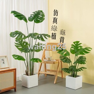 全網最低 北歐風 模擬綠植 龜背竹 龜背芋 人造仿真植物 客廳植物盆栽 綠色室內假植物盆栽 高階輕奢室內裝飾 景觀擺件