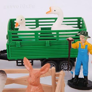 👑特惠👑 模擬兒童農場模型玩具小樹鴨子小雞農場工具小動物幼兒園擺件玩偶ll812