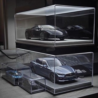 ✨【多款材質】 皮質底座展示盒 1:18汽車模型展示盒 AutoartCMC模型展示盒 一體皮底 亞克力展示盒 車模防塵