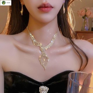🔥臺灣出貨🔥MIJIU✨【閃耀水鉆】超閃禮服項鏈耳釘套裝輕奢choker氣質鎖骨鏈女高級感新款頸鏈配飾