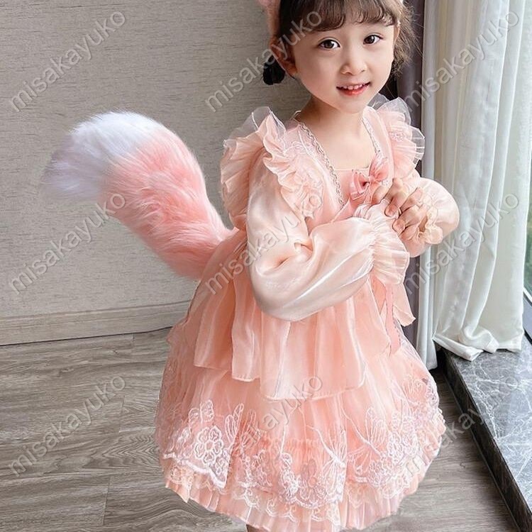 ✨✨貝兒尾巴兒童道具成人兒童狐貍尾巴綁帶毛絨狐娘尾巴腰帶🌈misakayuko