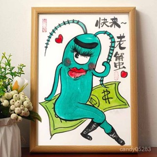 傢俱好物💕海綿寶寶痞老闆搞笑卡通掛畵名家真跡桌麵擺臺創意閨蜜生日禮物潮