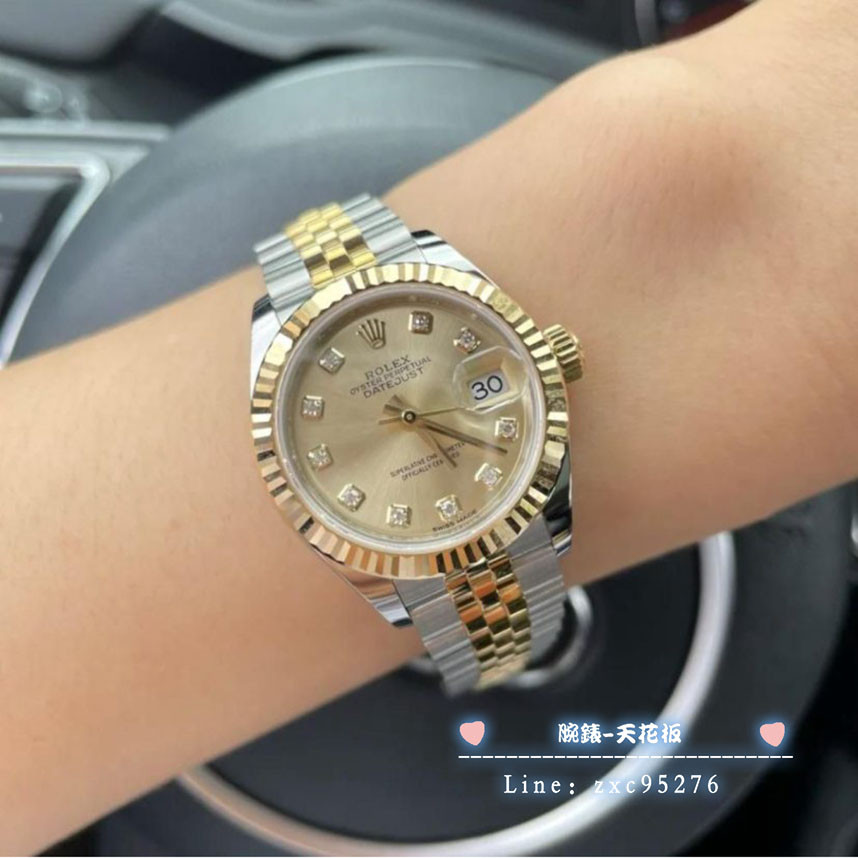 Rolex 勞力士 女裝日誌28Mm精鋼間金鉆刻手表M279173腕錶