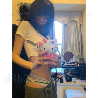 臺灣出貨🚚美式複古辣妹y2k韆禧機械手印花短袖T恤女 夏季舞蹈露臍短款上衣 短袖女 女生t恤 t恤 辣妹短袖
