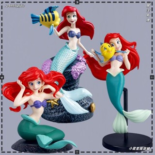 ❤小星星雜貨鋪❤7 款 10-22cm 迪士尼公主小美人魚愛麗兒比目魚 Q 版蛋糕裝飾 PVC 可動人偶模型娃娃玩具兒童