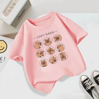 🌸臺灣出貨🌸夏季暢銷T恤男童女童短袖上衣卡皮巴拉capybara兒童小孩半袖衣服