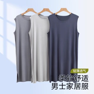 🛒 居家生活 男士睡裙睡袍浴袍薄款冰絲睡衣晨袍無袖長袍大碼夏季家居服睡袍 珊瑚絨睡袍 保暖睡袍 浴袍 睡袍