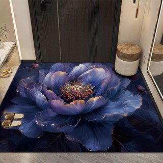 夏季上新💖防滑 耐磨 除塵 吸水 輕奢新中式牡丹入戶玄關大門口進門耐臟刮泥蹭土地毯地墊水晶絨