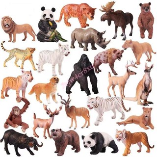 模擬動物模型套裝 陸地動物玩具實心硬擺件野生森林動物園寶寶認知