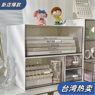 ⭐新店開張⭐自由組合收納盒桌面收納盒透明抽屜式文具化妝品整理盒學生筆筒雜物辦公室置物架144