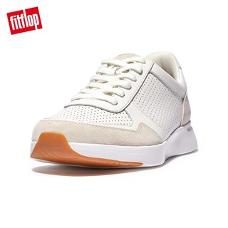 【FitFlop】ANATOMIFLEX MENS LEATHER MIX SNEAKERS運動風繫帶休閒鞋-男(都會白