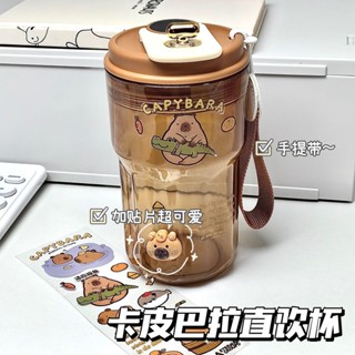 ⚡限量購⚡新款高顔值減溫保溫杯咖啡杯 ins簡約卡皮巴拉便攜夏天學生隨手杯 雙飲 保溫杯 咖啡杯 冰霸杯 隨行杯 環保杯