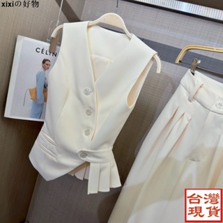 【超讚CP0524】無袖背心女裝衣服今年流行馬甲套裝夏季時尚氣質上衣長褲兩件套
