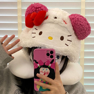 Kitty連帽旅行枕🎗 小紅書同款kitty貓帶帽子u型枕保暖冬季一體護頸枕旅行便攜午睡枕