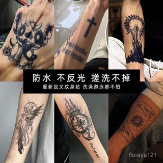 【限時折扣】男士高階感花臂草本紋身貼女大腿防水持久逼真小臂手臂貼紙半永久