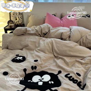 🍒新店開業 限時低價🍒植絨 床包組 單人加大床單 雙人床套 特大床罩 毛巾繡四件組 卡通 大眼睛 被套枕頭套 加厚被