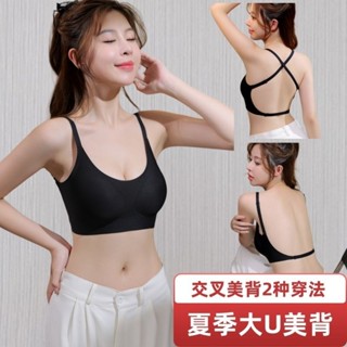 jiein0528大露背 性感交叉美背內衣 夏季薄款 透氣舒適bra 大胸顯小 性感內衣大尺碼 掛脖美背胸罩 大碼無鋼圈