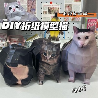 熱真爆款 【桃園出貨】貓貓立體紙模模型玩具手工DIY折紙材料網紅Huh貓oiiai貓3d立體