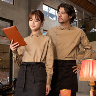 💫靚靚女裝館💫 RozeChef西餐廳服務員工作服長袖男女秋冬款咖啡烘焙店酒吧工作服