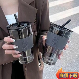 🏆新館免運🏆小鹿玻璃杯ins高顏值輕奢吸管杯便攜學生女情侶大容量杯子咖啡杯