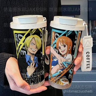 [One piece 係列]海賊王山治娜美保溫杯不銹鋼學生高顏值吸管雙飲大容量咖啡水杯女保溫 保冰 不銹鋼