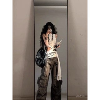 美式辣妹字母印花解構背心女夏季設計感不規則鏤空修身打底衫上衣 BTSP