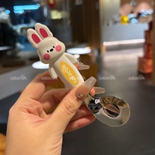 寶寶學習餐具 寶寶餐具✨colocook 兒童卡通小熊勺子叉子316不銹鋼寶寶吃飯喝湯餐具小調羹 幼兒湯匙 學習湯匙