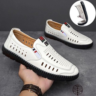 真皮牛皮特價清倉夏季鏤空皮鞋 男士休閑洞洞鞋 涼皮鞋 中老年爸爸鞋 懶人鞋 男鞋 豆豆鞋 開車鞋 大尺碼男鞋 鞋 一腳蹬