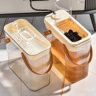茶渣桶 泡茶垃圾桶 茶水垃圾桶 泡茶排水桶 加厚帶蓋茶水桶透明茶盤家用茶渣茶水廢水桶茶葉二合一分離垃圾桶