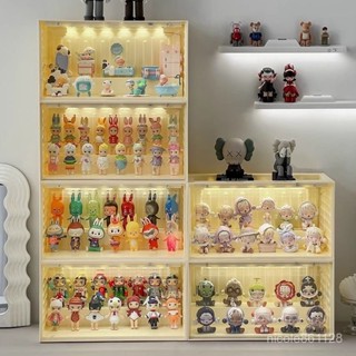 【🔥熱銷爆品】集裝箱帶燈盲盒收納盒感應階梯手辦展示陳列架樂高積木擺置物櫃玩偶收納盒 壓克力展示盒 模型展示盒 公仔盒