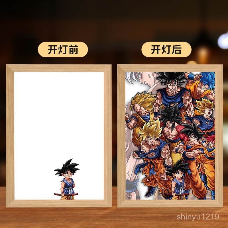 💕海外購👏 燈光畵 七龍珠 卡卡羅特燈光畵 創意禮物 床頭小夜燈 悟空 書桌擺臺