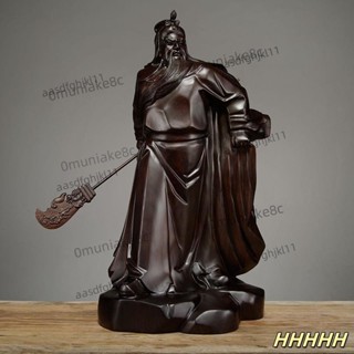 黑檀木雕刻關公神像擺件實木武財神佛像關羽關二哥風水裝飾工藝品*8C